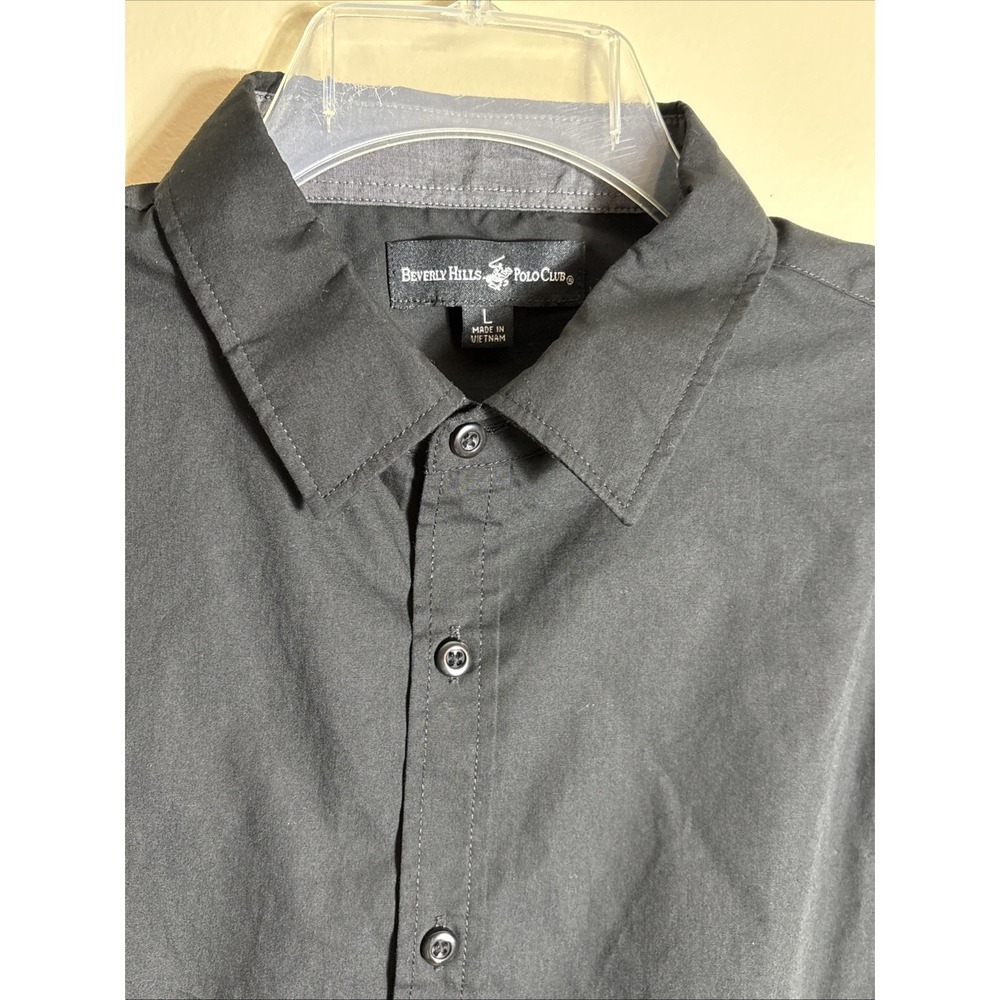 Beverly Hills Polo Club Button Down‎ Shirt Long Sleeve Black Mens Size L